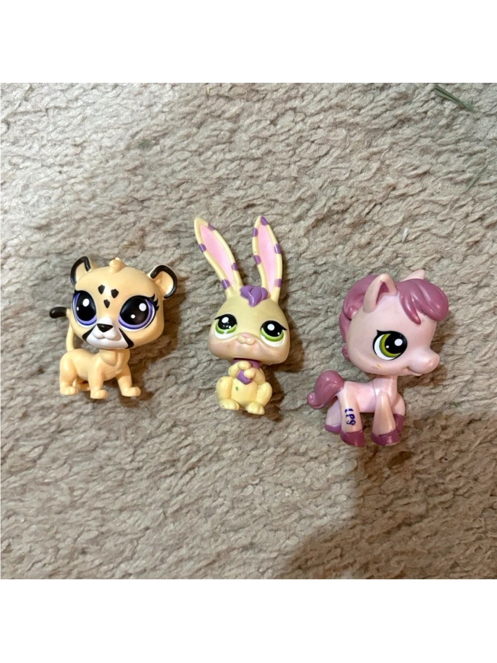 Littlest Pet Shop Yellow & Pink Cheetah Bunny Pony Trio